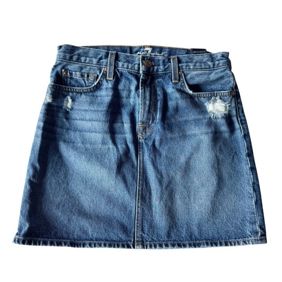 7 For All Mankind Dresses & Skirts - 7 For All Mankind Women's Sz 27 Distressed Denim Mini Skirt Y2K Hard Denim